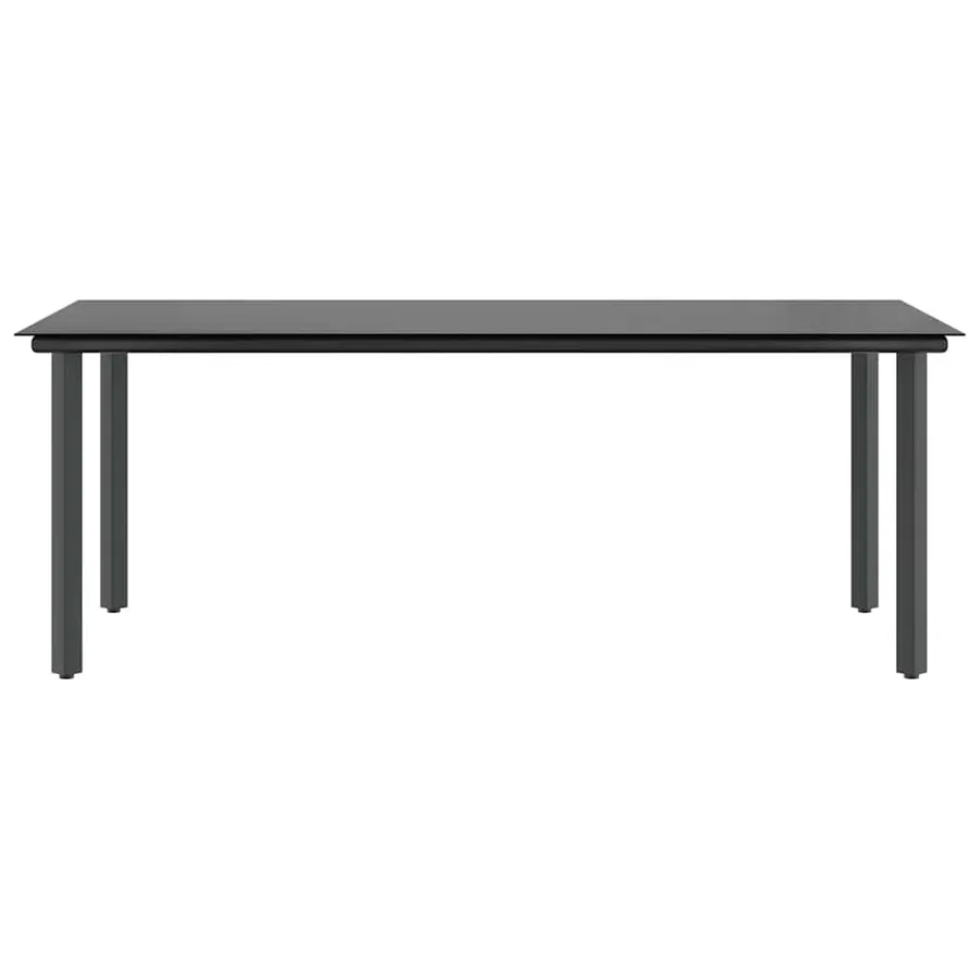 Ensemble à manger de jardin coussins 7pcs noir poly rotin verre - 5