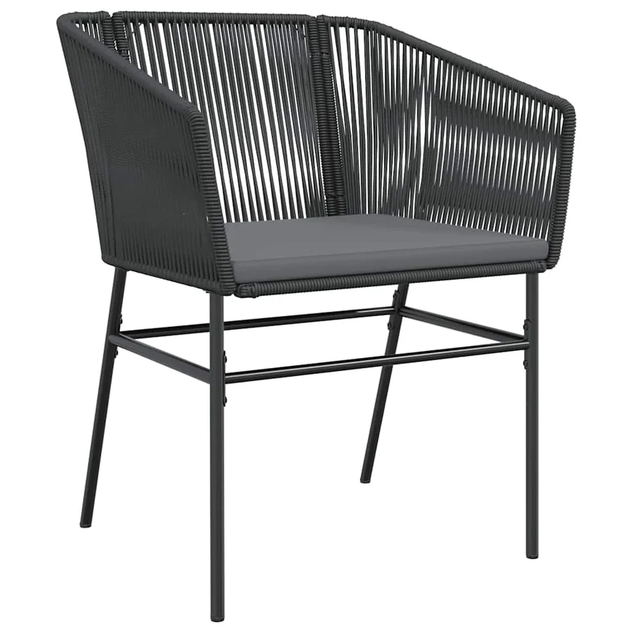 Ensemble à manger de jardin coussins 7pcs noir poly rotin verre - 6