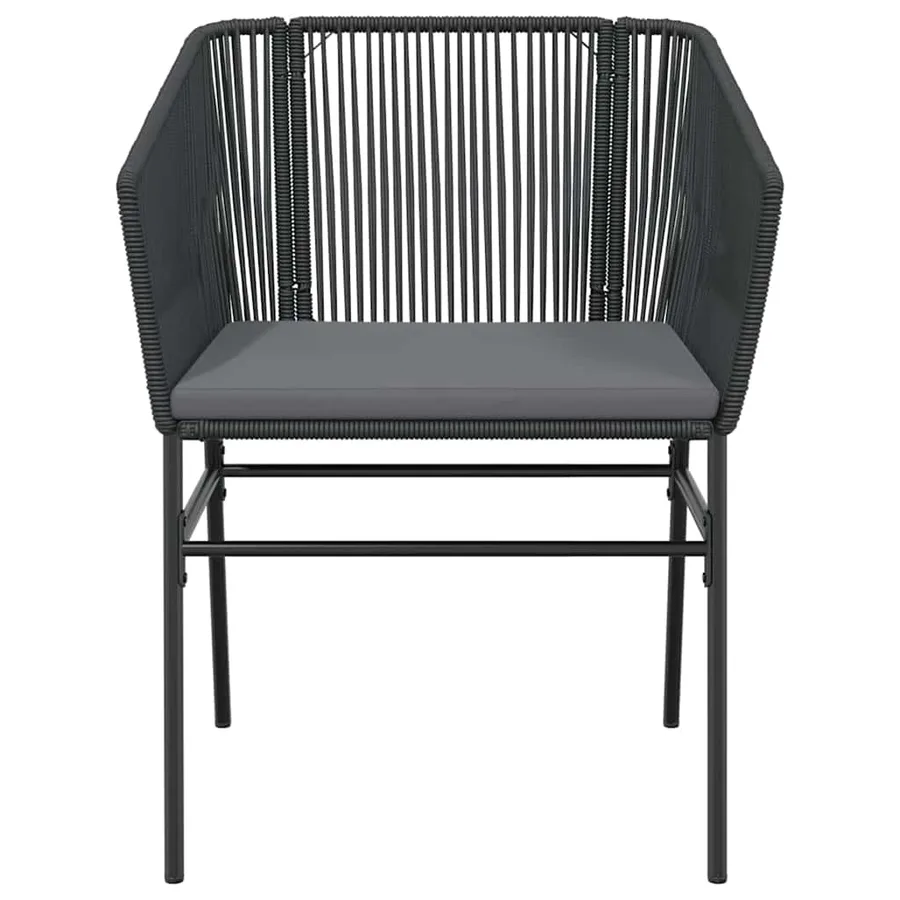 Ensemble à manger de jardin coussins 7pcs noir poly rotin verre - 7