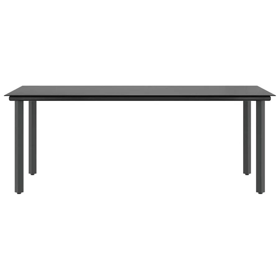 Ensemble à manger de jardin coussins 7pcs noir poly rotin verre - 7