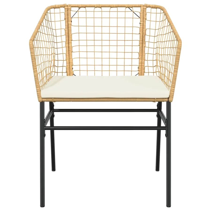 Ensemble à manger jardin coussins 7pcs marron poly rotin verre - 5
