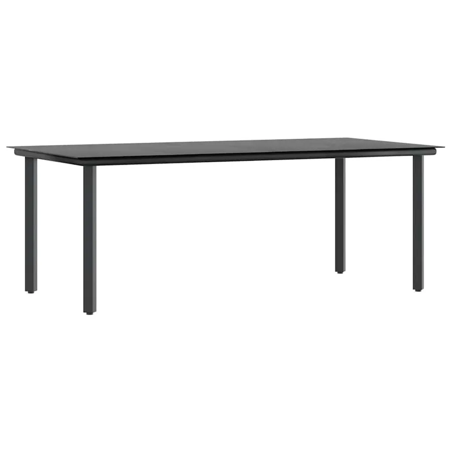 Ensemble à manger de jardin coussins 7pcs noir poly rotin verre - 5