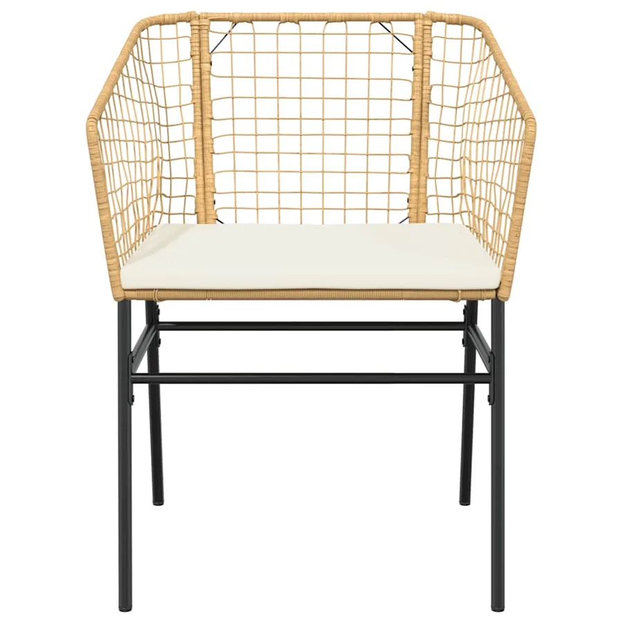 Ensemble à manger jardin coussins 7pcs marron poly rotin verre - 5