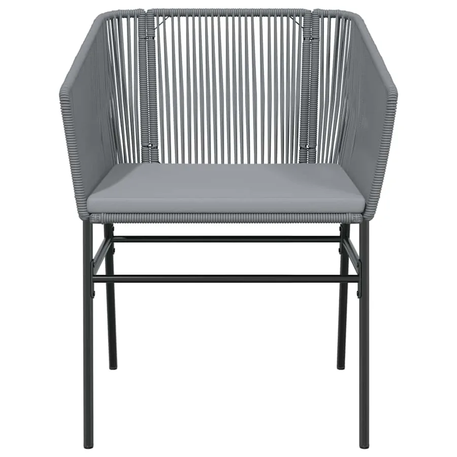 Ensemble à manger jardin coussins 7 pcs gris poly rotin verre - 5