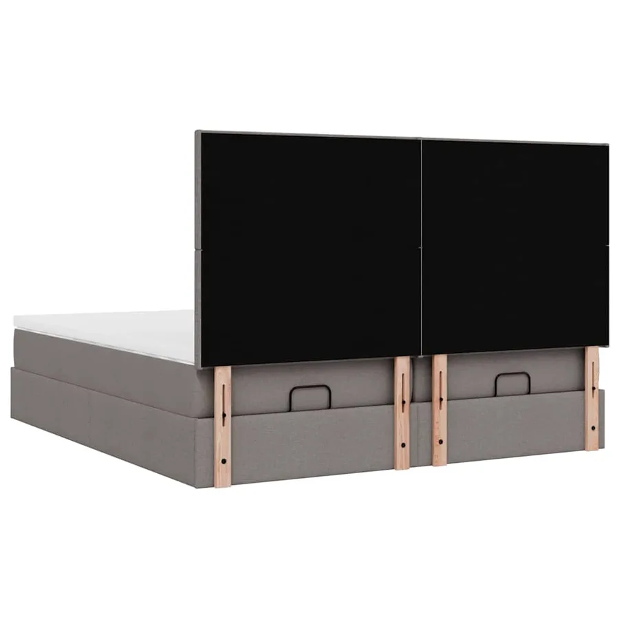 Cadre de lit ottoman avec matelas taupe 200x200cm tissu - 10