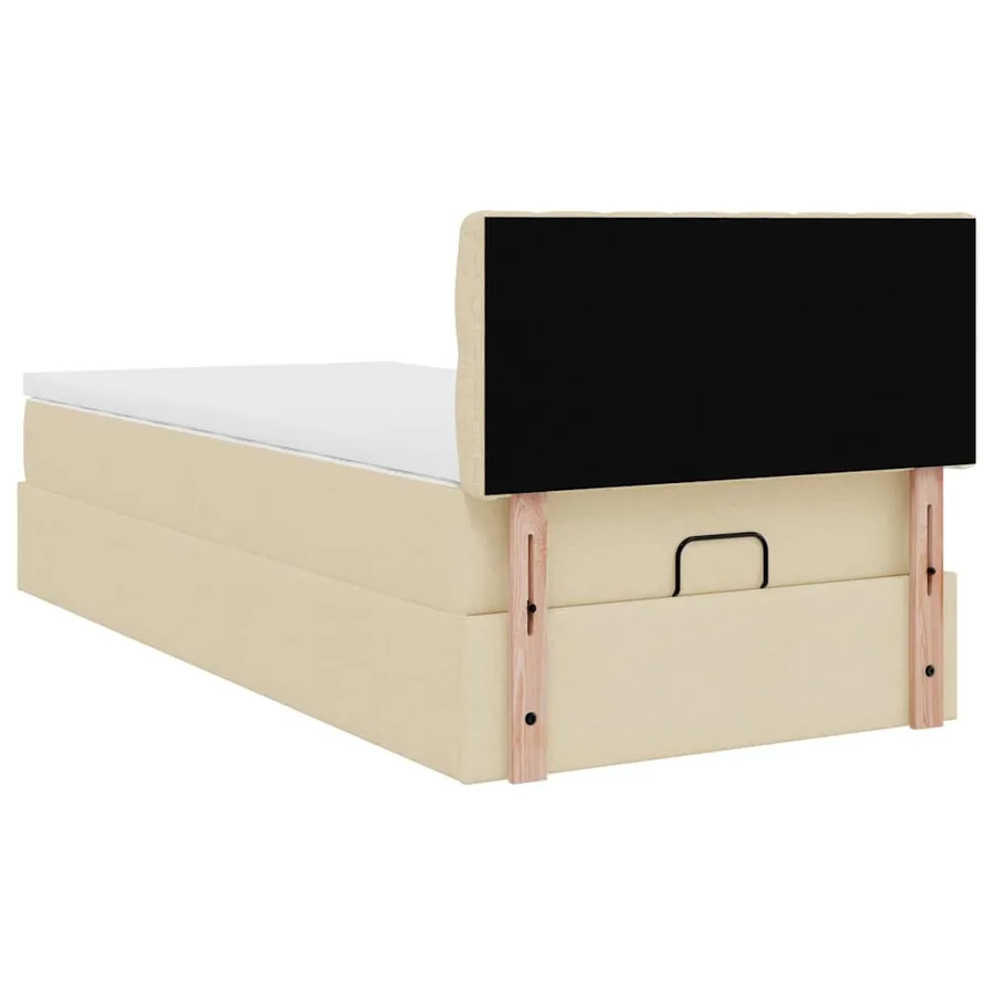 Lit ottoman avec matelas crème 100x200 cm tissu - 12
