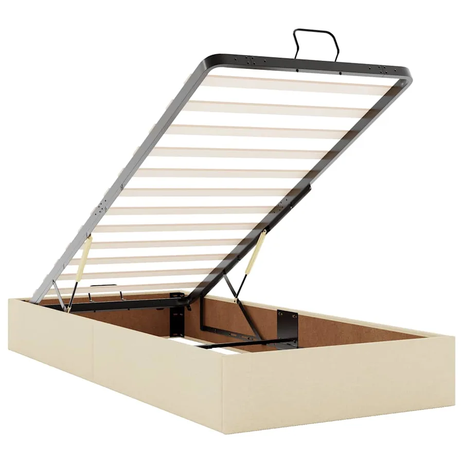 Cadre de lit ottoman sans matelas crème 100x200 cm tissu - 10