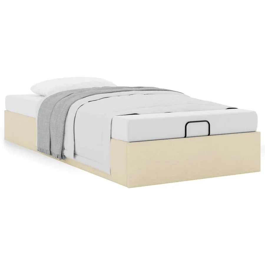 Cadre de lit ottoman sans matelas crème 100x200 cm tissu - 4