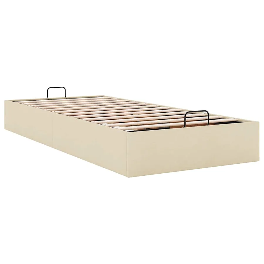 Cadre de lit ottoman sans matelas crème 100x200 cm tissu - 6