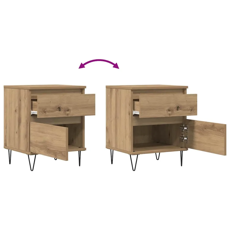 Tables de chevet 2 pcs chêne artisanal 40x35x50 cm - 8