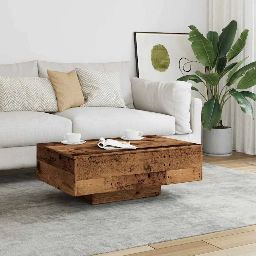Table basse vieux bois 85x55x31 cm bois d'ingénierie - 3