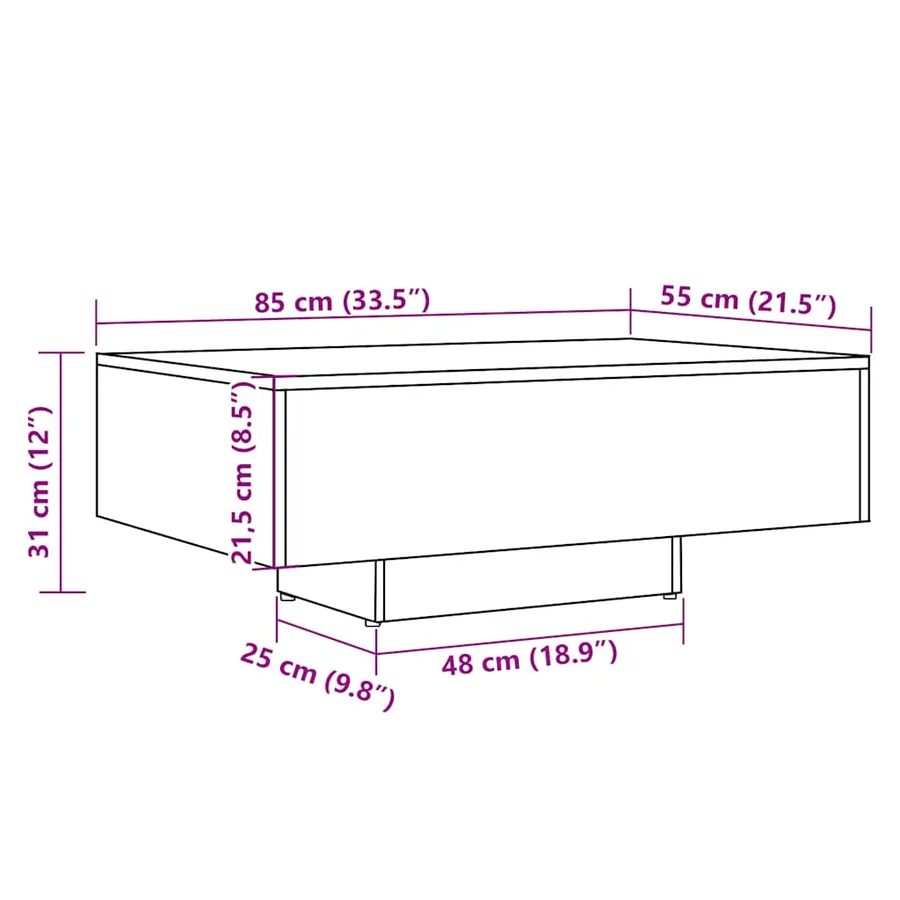 Table basse vieux bois 85x55x31 cm bois d'ingénierie - 9