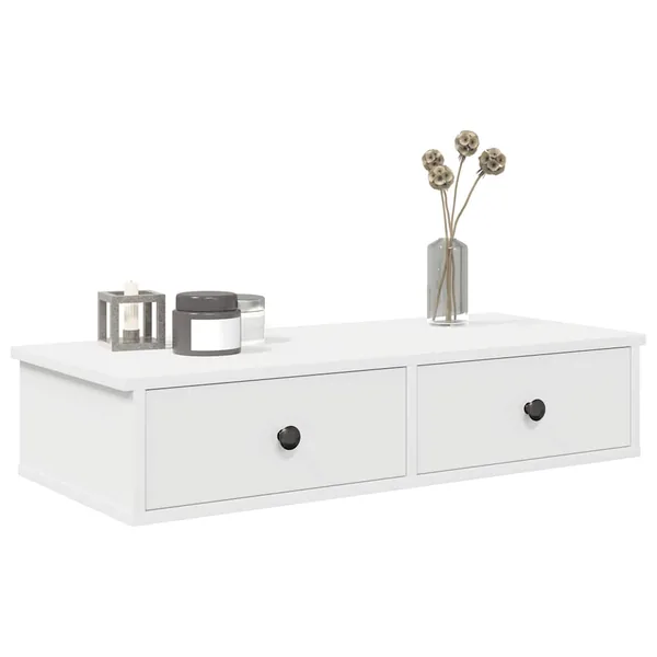 Étagère murale avec tiroirs blanc 80x34x17 cm bois d'ingénierie