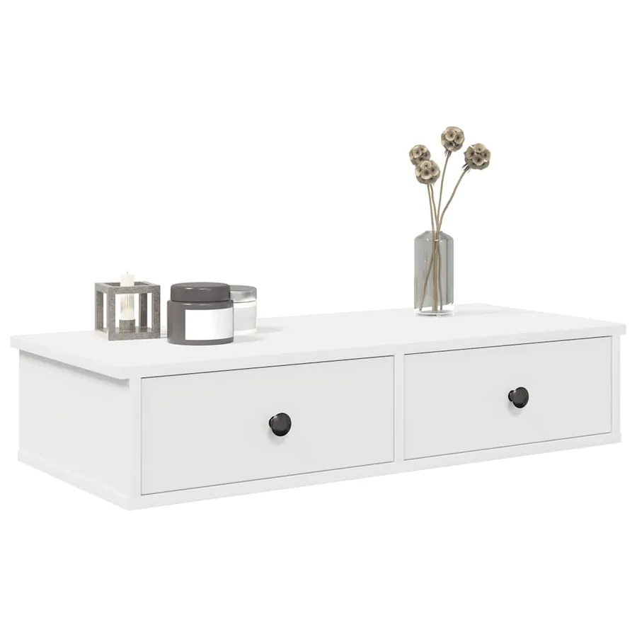 Étagère murale avec tiroirs blanc 80x34x17 cm bois d'ingénierie