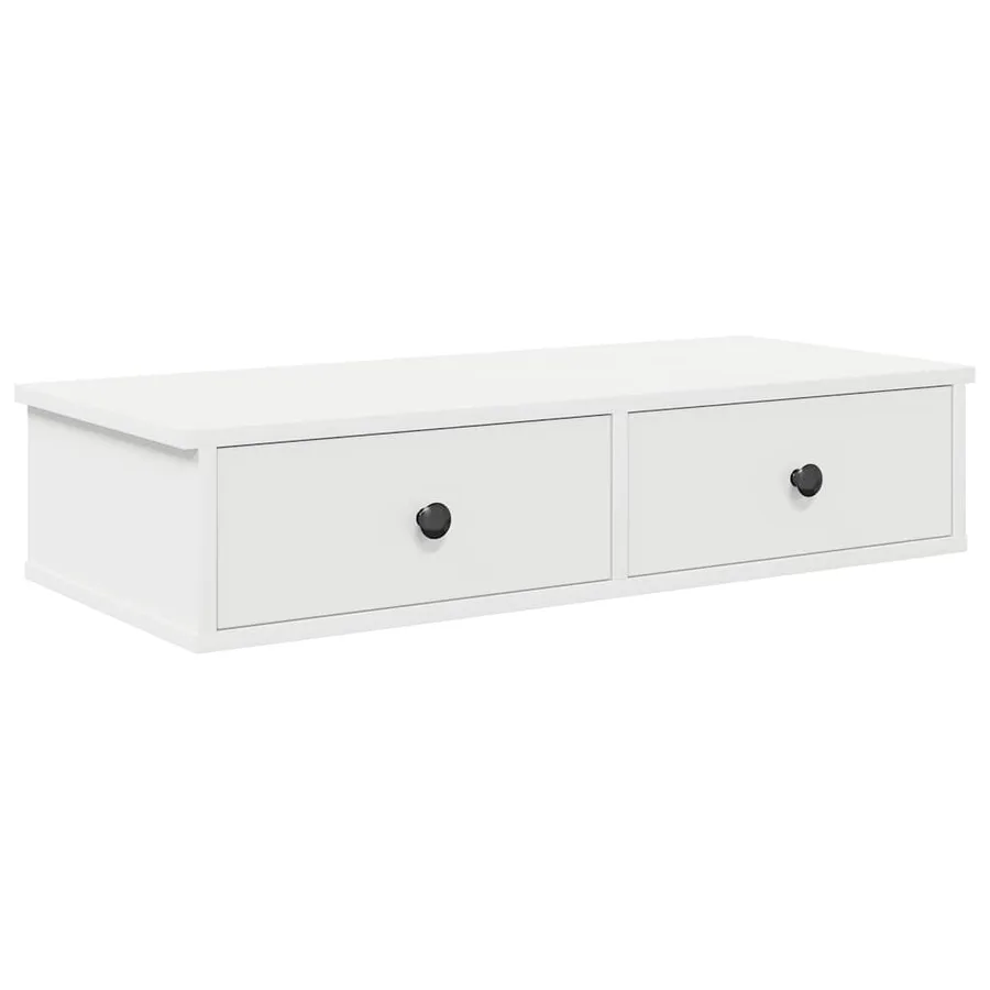 Étagère murale avec tiroirs blanc 80x34x17 cm bois d'ingénierie - 2