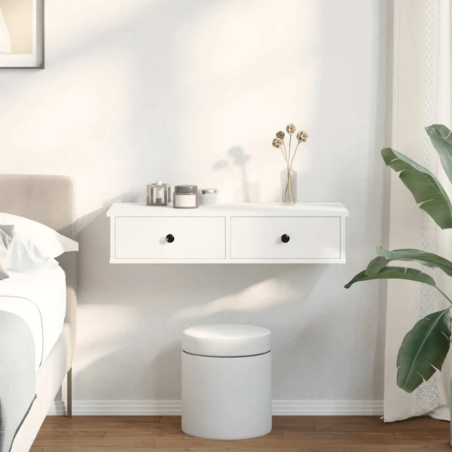 Étagère murale avec tiroirs blanc 80x34x17 cm bois d'ingénierie - 3