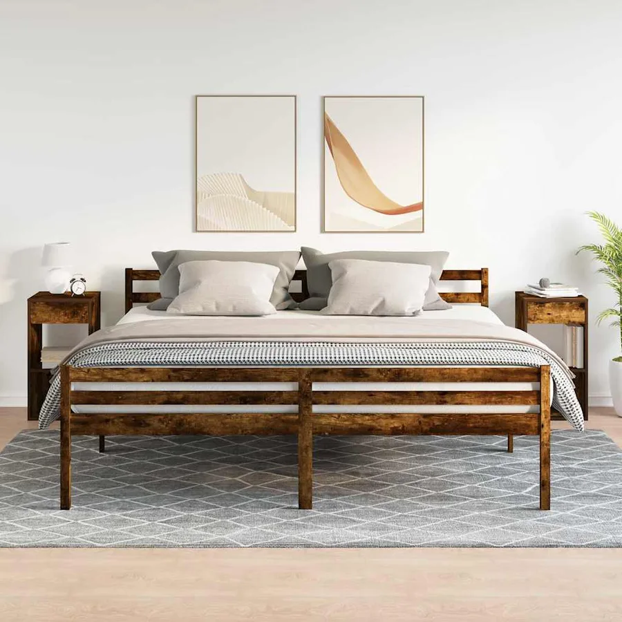 Tables de chevet avec tiroir 2 pcs chêne fumé 35x34x66,5 cm - 3