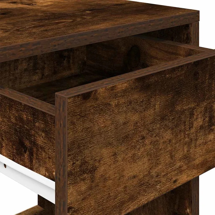Tables de chevet avec tiroir 2 pcs chêne fumé 35x34x66,5 cm - 9