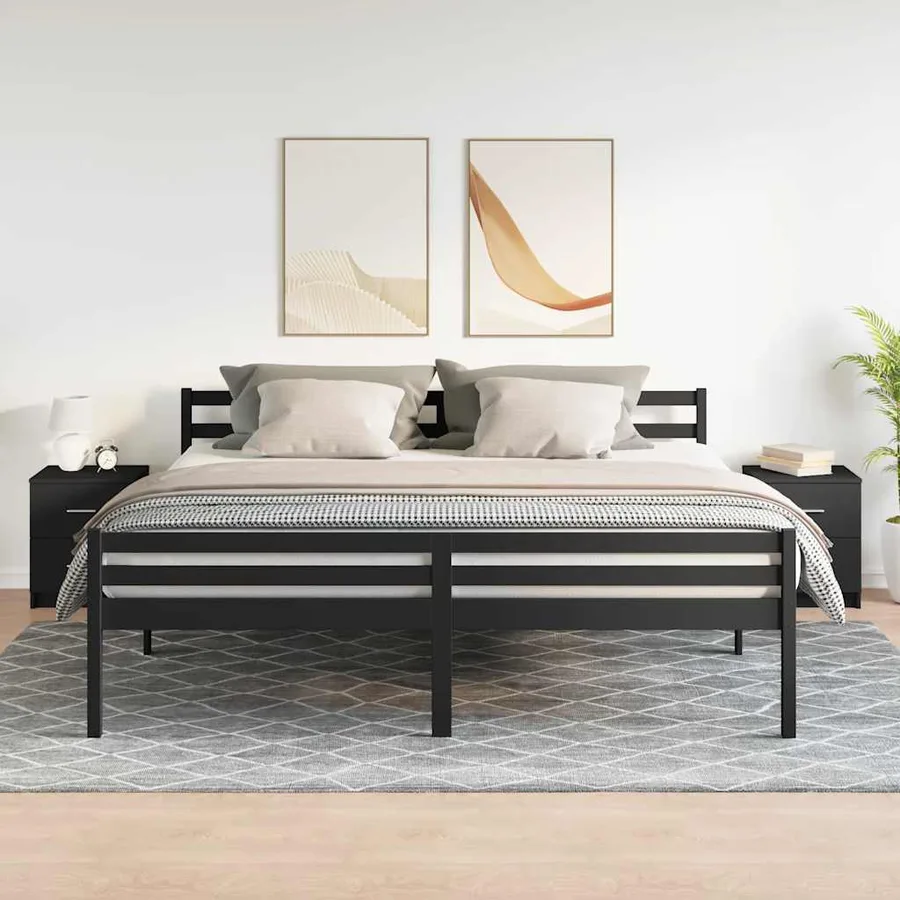 Tables de chevet (lot de 2) avec 2 tiroirs noires 40 x 36 x 50 cm - 3
