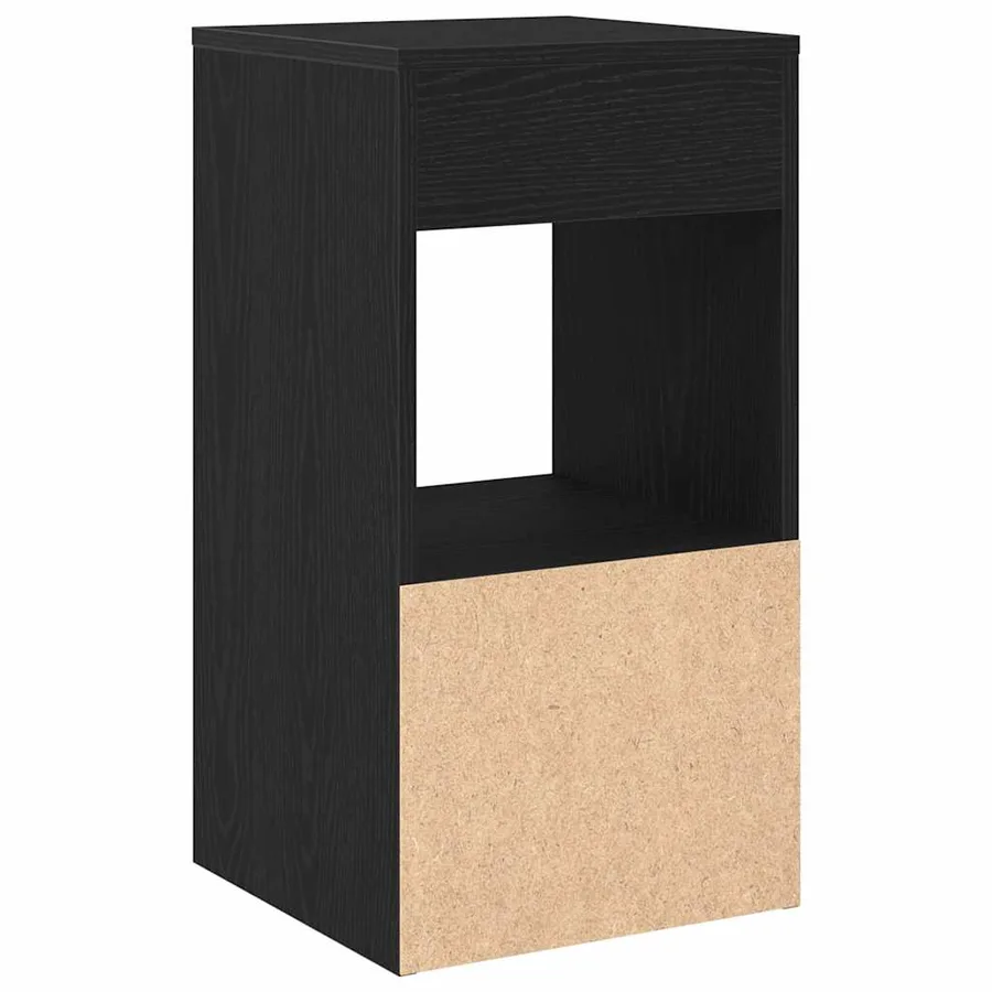 Table de chevet avec tiroir noir 35x34x66,5 cm - 7