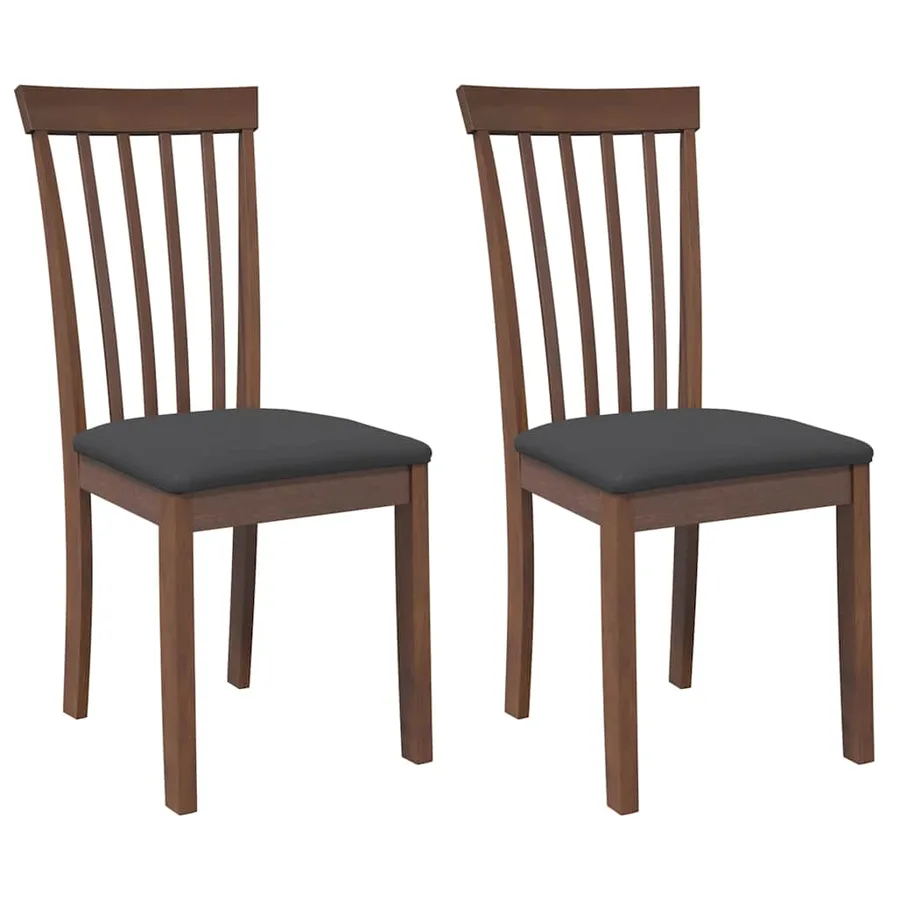 Chaises à manger coussins 2 pcs marron bois massif caoutchouc - 2