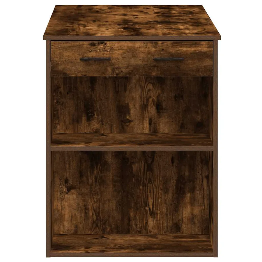 Bureau avec tiroir et étagère chêne fumé bois d'ingénierie - 6