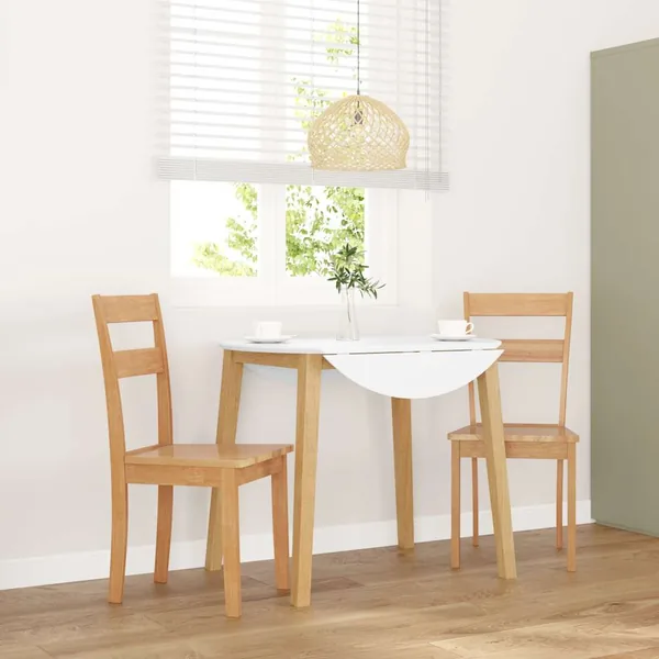 Chaises à manger 2 pcs bois massif naturel caoutchouc