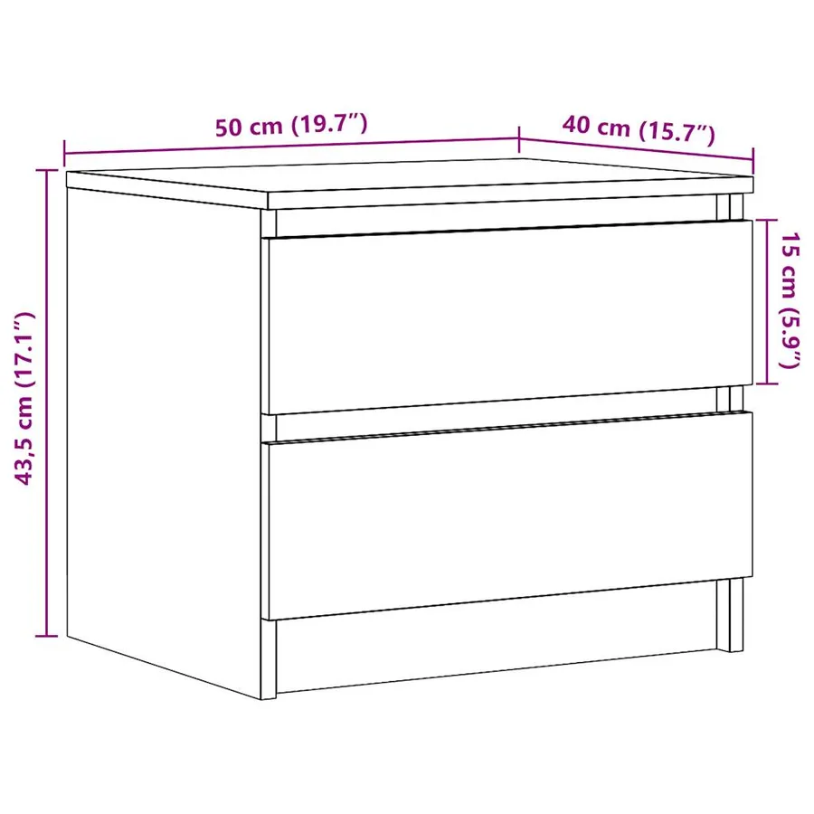 Table de chevet vieux bois 50x40x43.5 cm bois d’ingénierie - 10