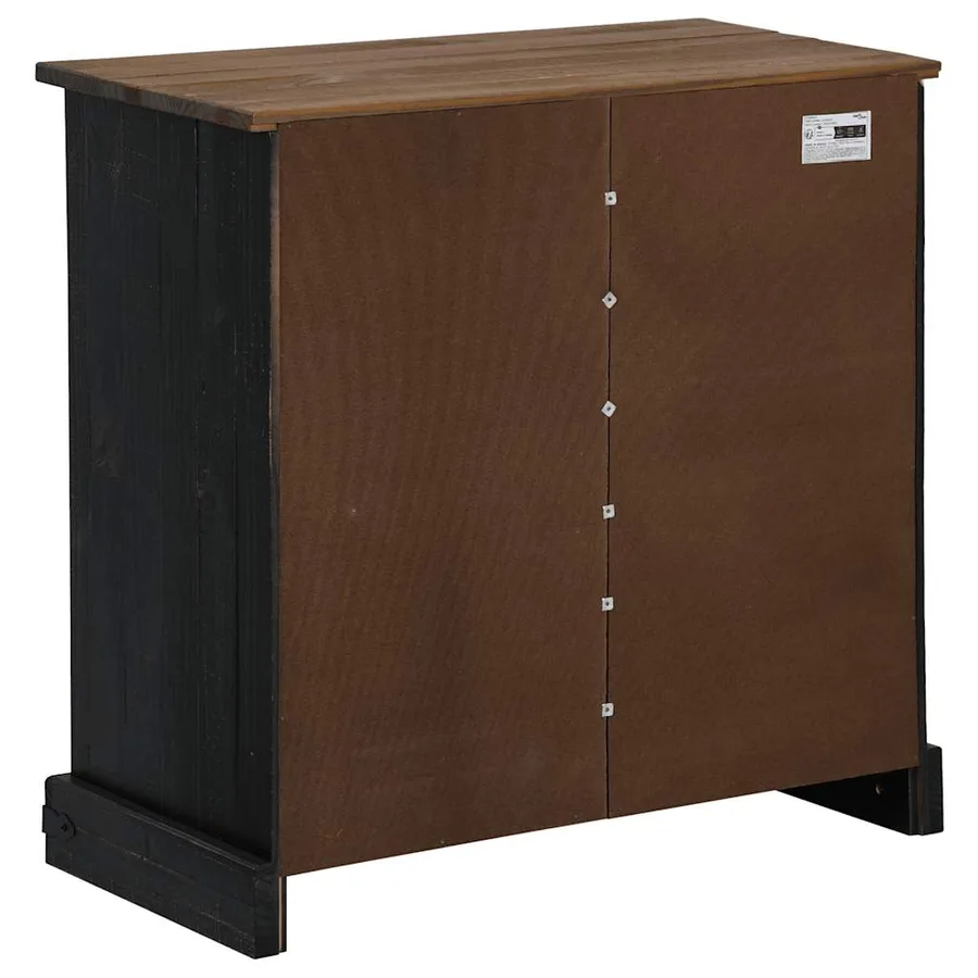 Buffet HALDEN porte coulissante noir 80x40x80 cm bois massif - 6