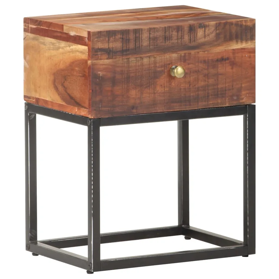 Table de chevet 40x30x50 cm Bois d'acacia brut - 7