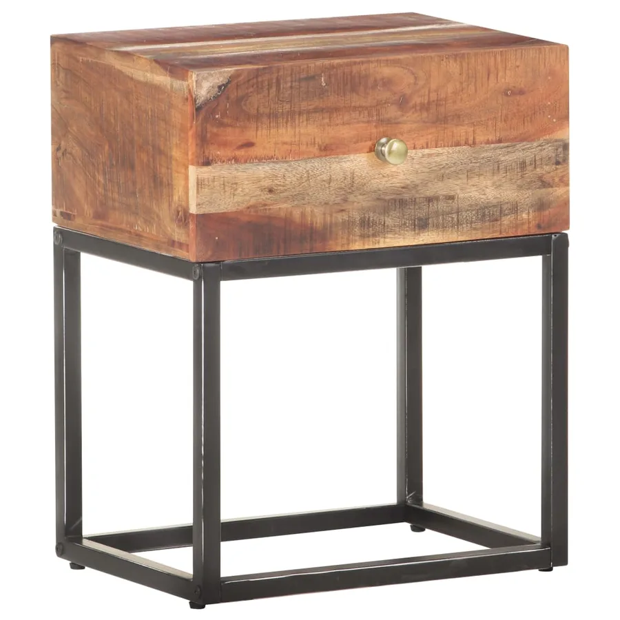 Table de chevet 40x30x50 cm Bois d'acacia brut - 9