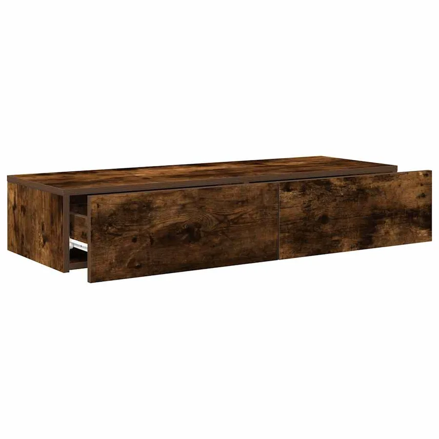 Étagère murale avec tiroirs chêne fumé bois d'ingénierie - 7