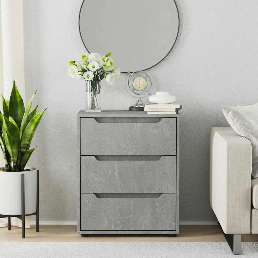 Buffet VISNES gris béton 60x40x73 cm bois d'ingénierie - 3