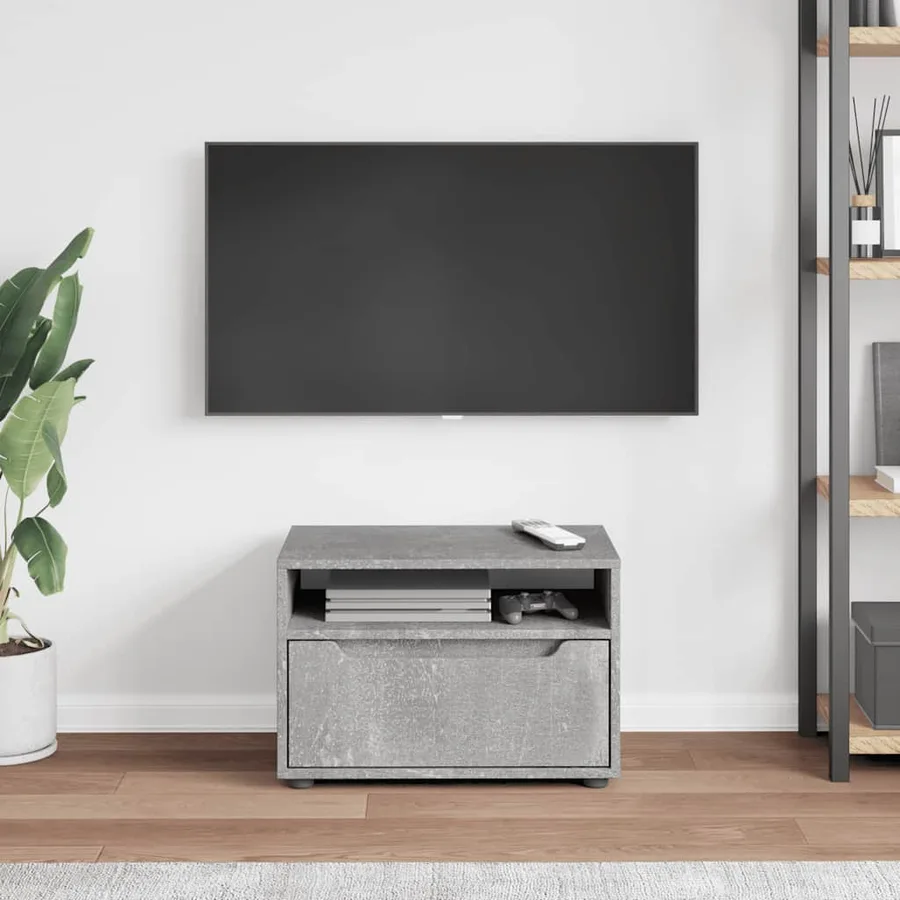 Meuble TV VISNES gris béton 60x40x38 cm bois d'ingénierie - 3