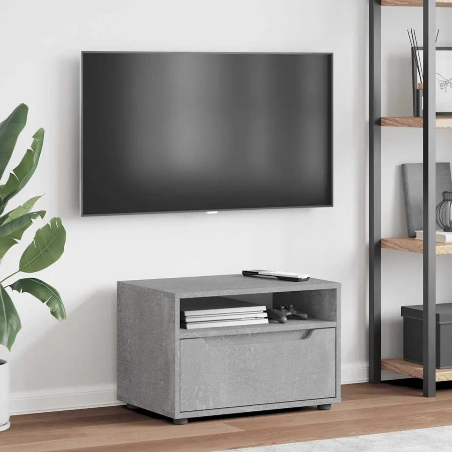 Meuble TV VISNES gris béton 60x40x38 cm bois d'ingénierie - 4