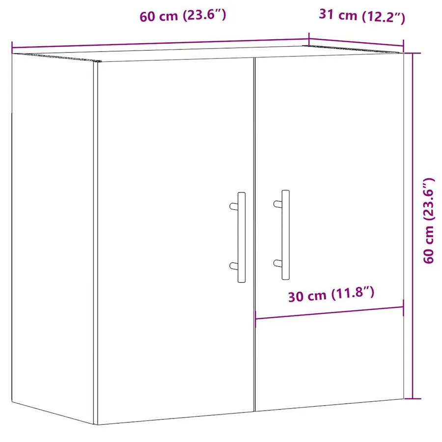 Armoire murale vieux bois 60x31x60 cm bois d'ingénierie - 11