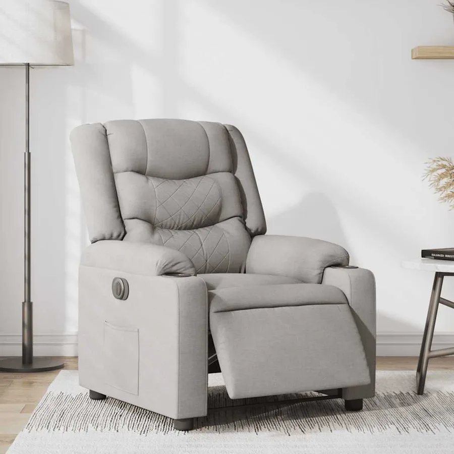 Fauteuil inclinable électrique gris nuage tissu - 3