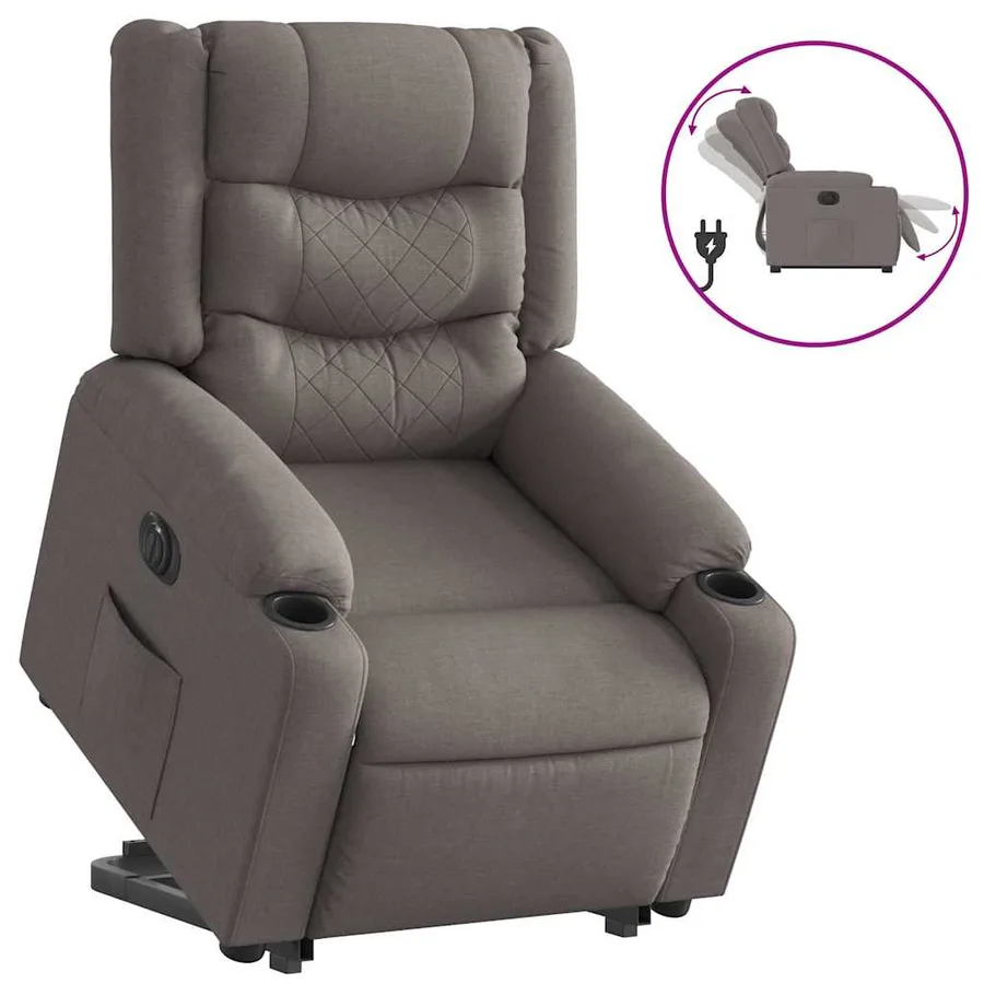 Fauteuil inclinable électrique taupe tissu - 4