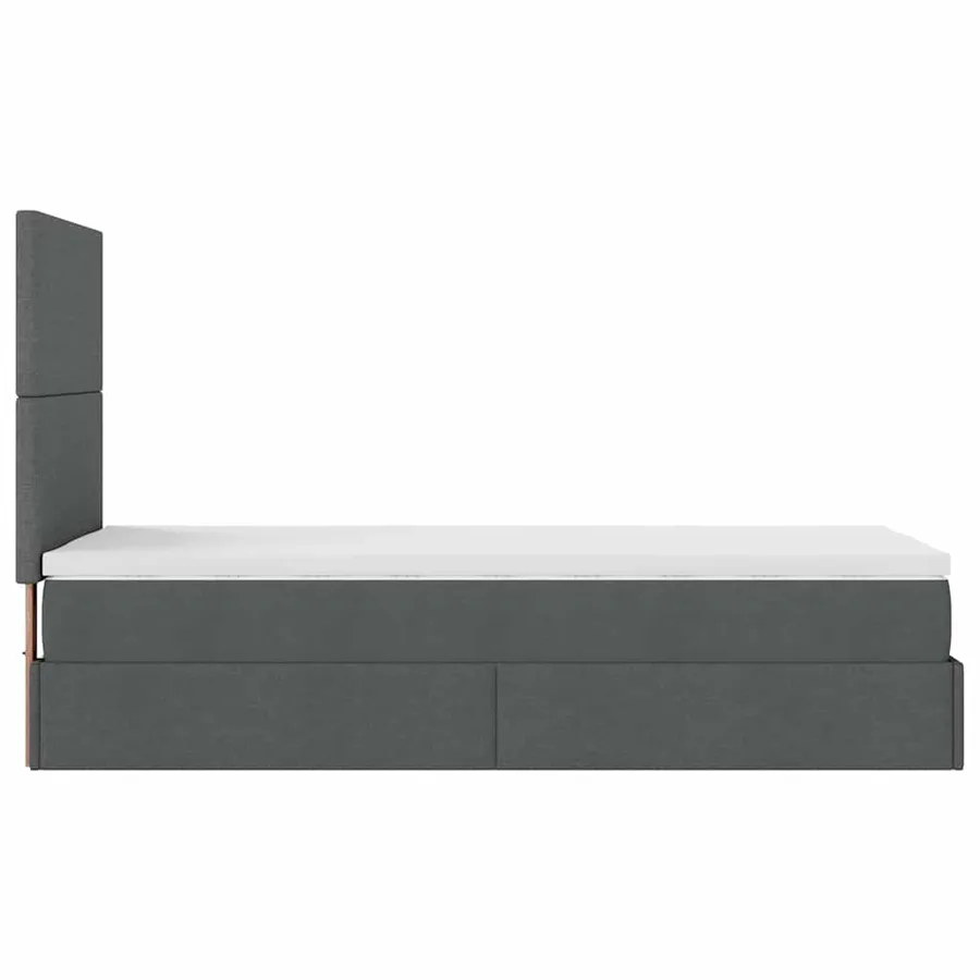 Cadre de lit ottoman avec matelas gris foncé 100x200 cm tissu - 11