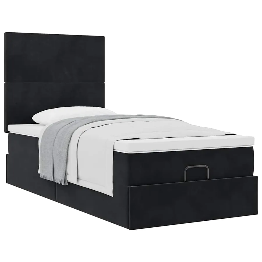 Cadre de lit ottoman avec matelas noir 100x200cm velours - 5