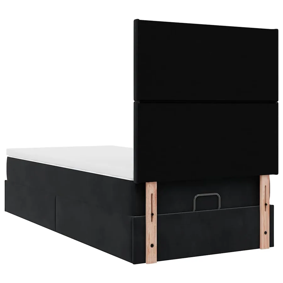 Cadre de lit ottoman avec matelas noir 100x200cm velours - 9