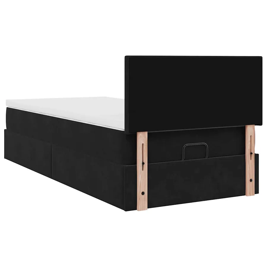 Cadre de lit ottoman avec matelas noir 100x200cm velours - 11