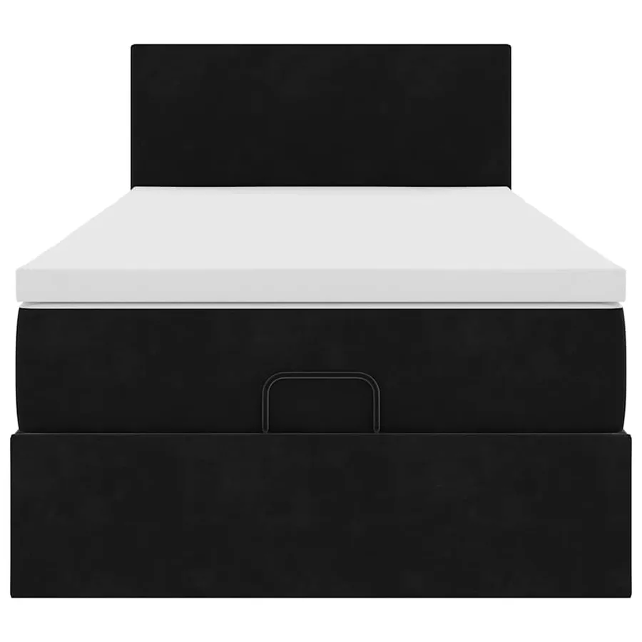 Cadre de lit ottoman avec matelas noir 100x200cm velours - 7