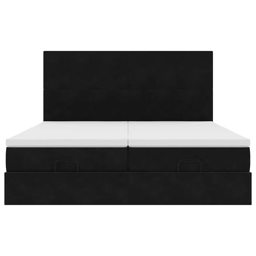 Cadre de lit ottoman avec matelas noir 200x200cm velours - 7