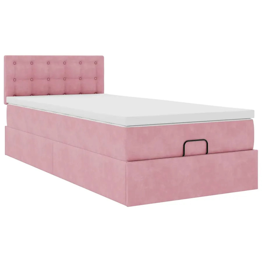Cadre de lit ottoman avec matelas rose 100x200 cm velours - 10