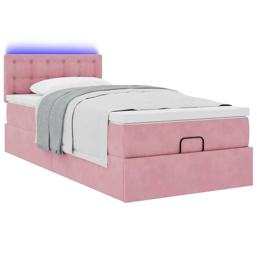Cadre de lit ottoman avec matelas rose 100x200 cm velours - 6