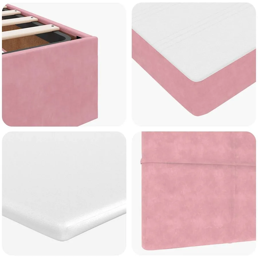 Cadre de lit ottoman avec matelas rose 200x200 cm velours - 14