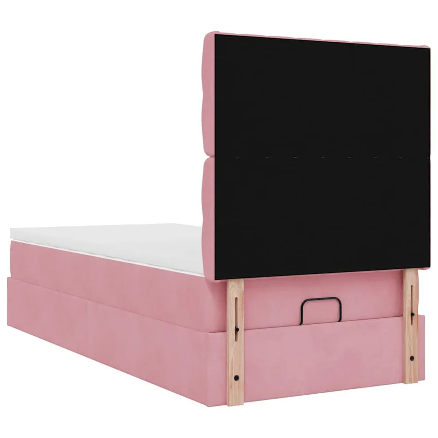 Cadre de lit ottoman avec matelas rose 100x200 cm velours - 9