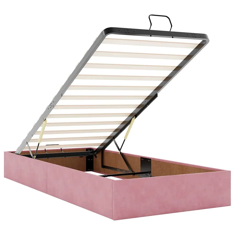 Cadre de lit ottoman sans matelas rose 100x200 cm velours - 10