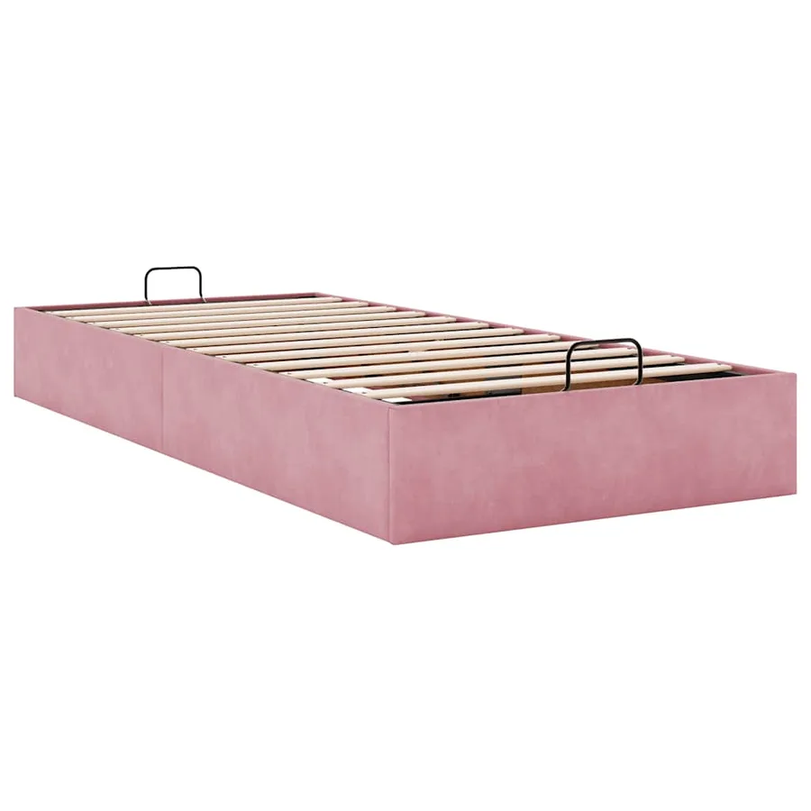 Cadre de lit ottoman sans matelas rose 100x200 cm velours - 6